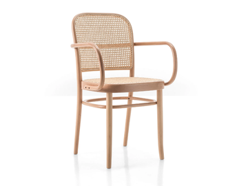 N. 811 - Beech and woven cane chair with armrests by Wiener GTV Design - view 2